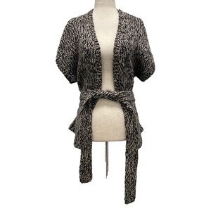 Diane Von Furstenberg Kirin Short Sleeve Belted Black Beige Cardigan Size Small